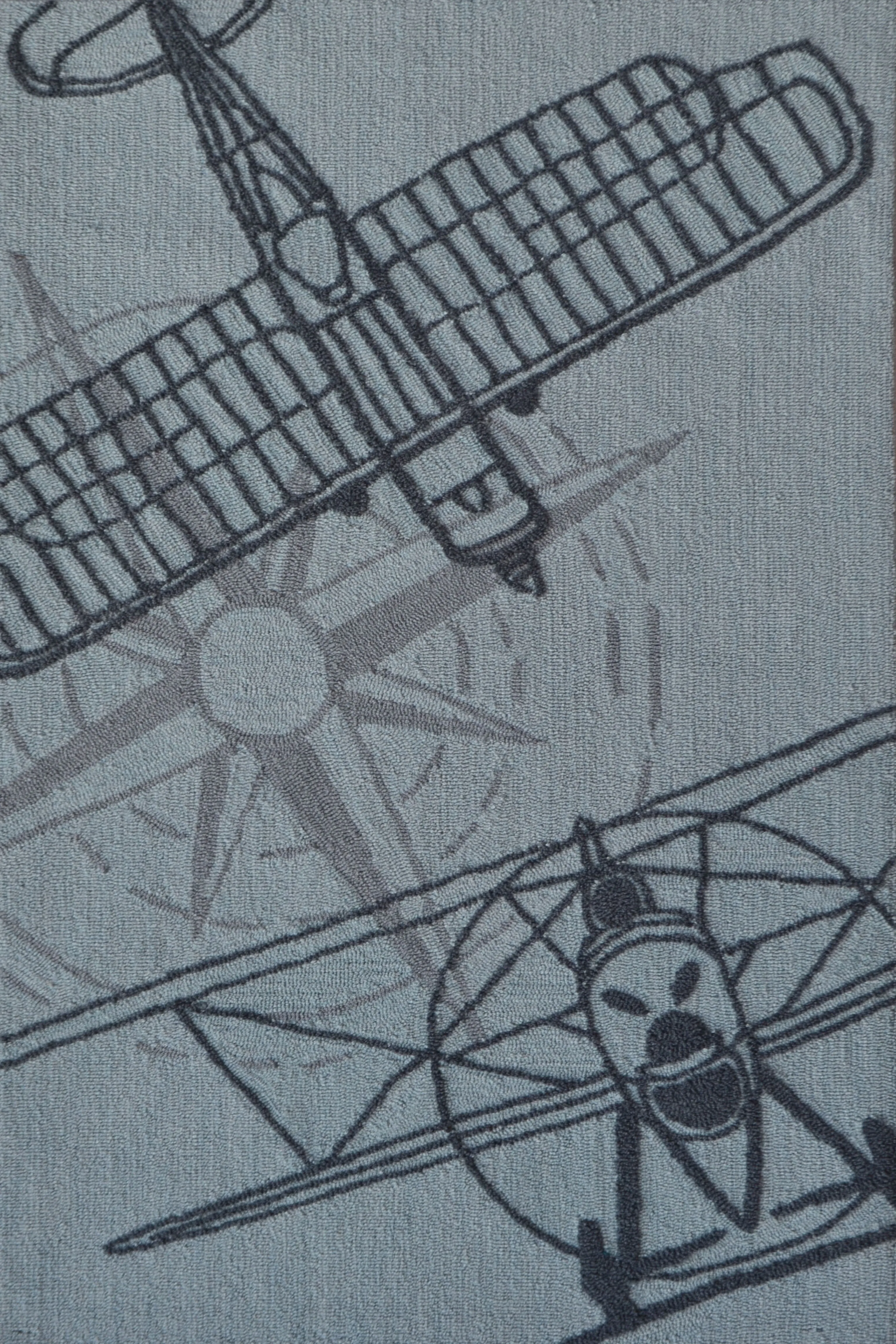 Kids Aviator Sketch Gray 2'8 x 4'8 Rug - Thumbnail - Image 1
