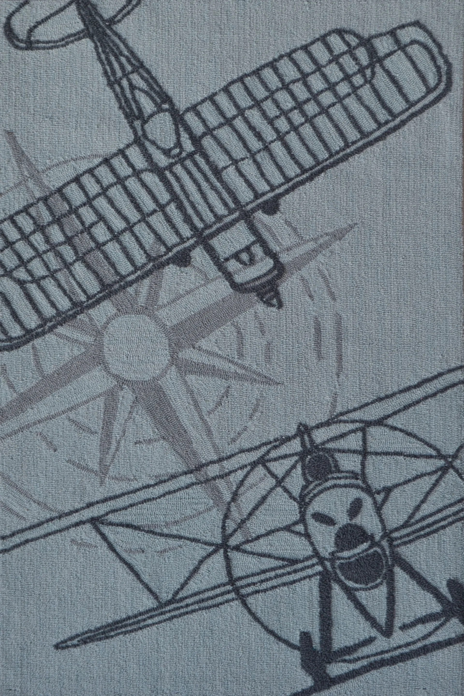 Kids Aviator Sketch Gray 2'8 x 4'8 Rug - Image 1