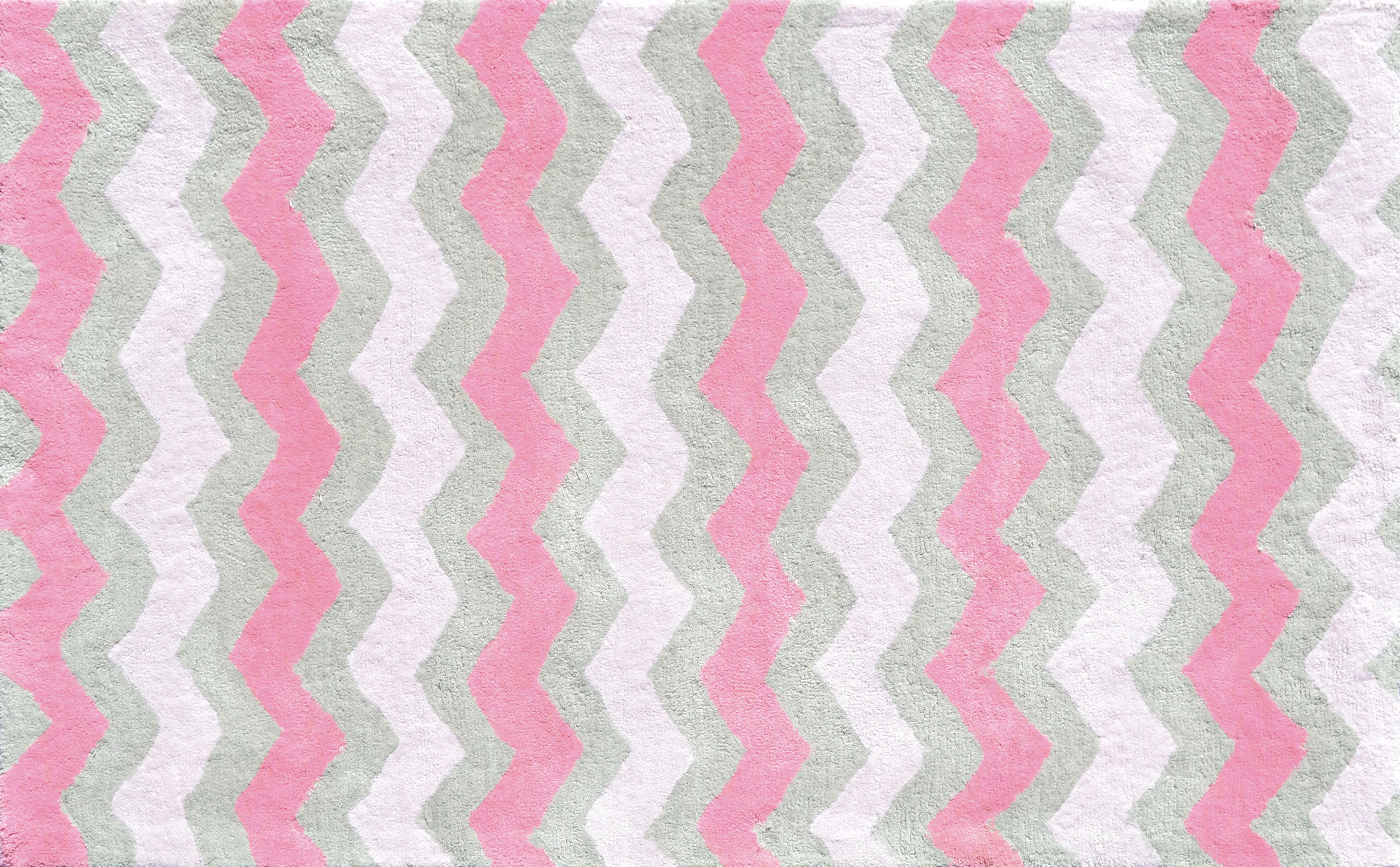 Kids Ziggy Waves Pink 2'8 x 4'8 Rug - Thumbnail - Image 1