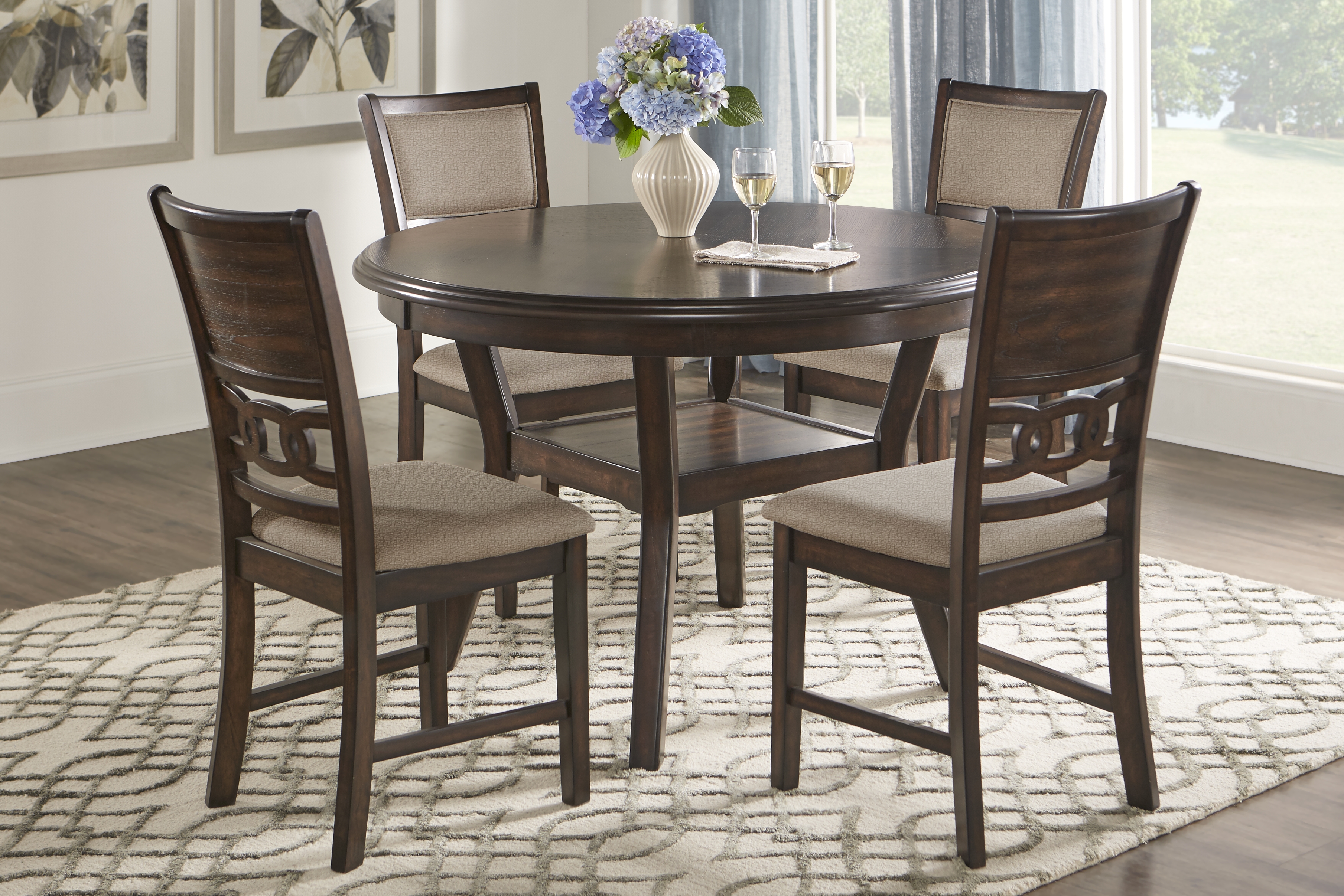 Brookgate Brown Cherry 5 Pc Round Dining Set - Thumbnail - Image 1
