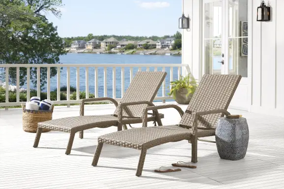 Siesta Key Driftwood Finish Outdoor Pool Chaise, Set of 2