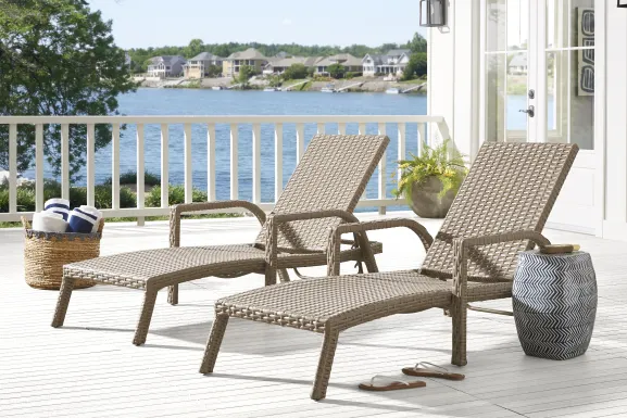 Siesta Key Driftwood Finish Outdoor Pool Chaise, Set of 2