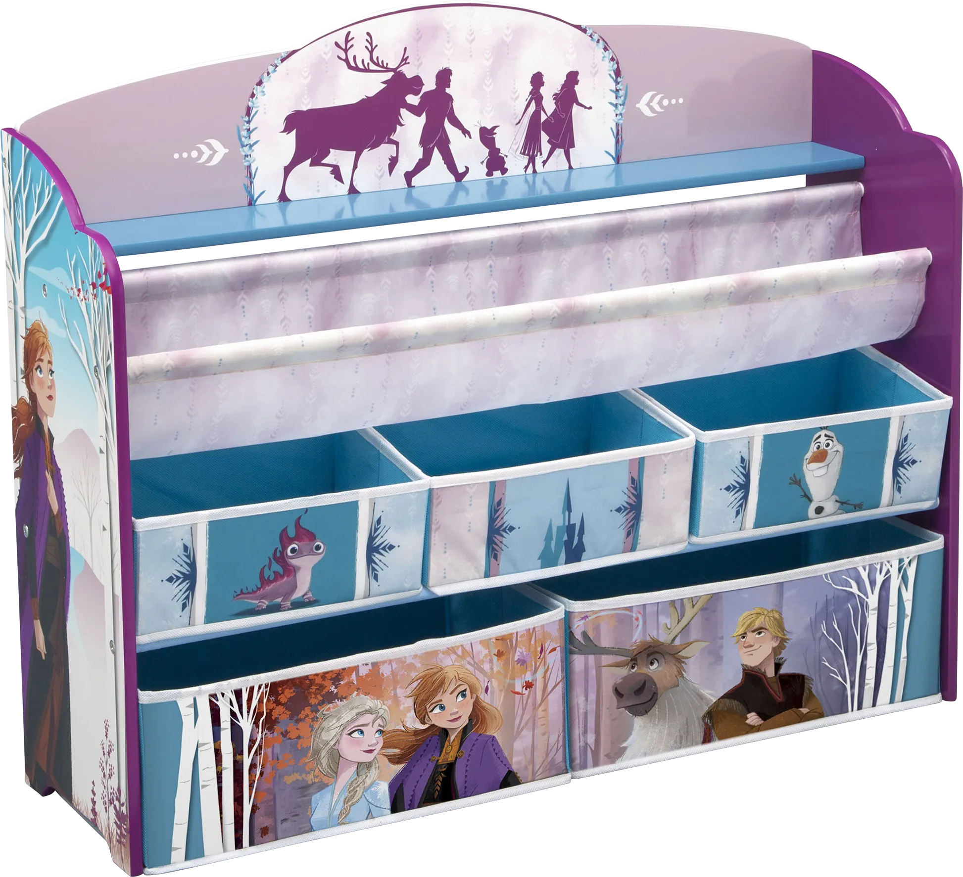 Kids Disney Frozen II Lilac Bookcase and Toy Organizer