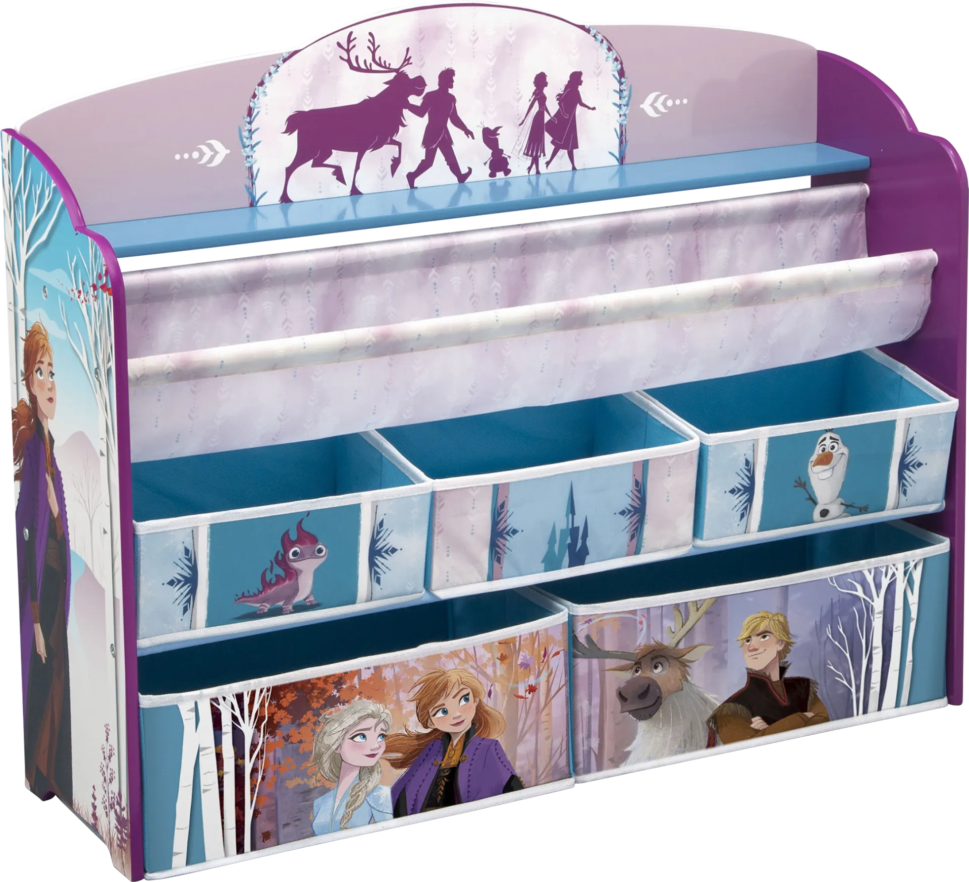 Kids Disney Frozen II Lilac Bookcase and Toy Organizer - Image 1