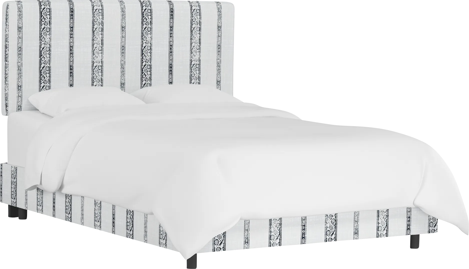 Classical Notes White-Gray King Upholstered Bed - Thumbnail - Image 1