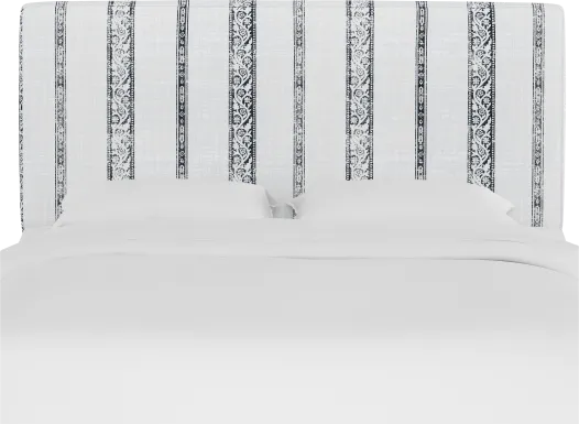 Classical Notes White-Gray Queen Upholstered Headboard