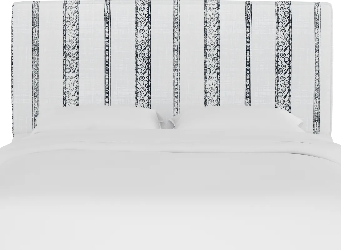 Classical Notes White-Gray Queen Upholstered Headboard