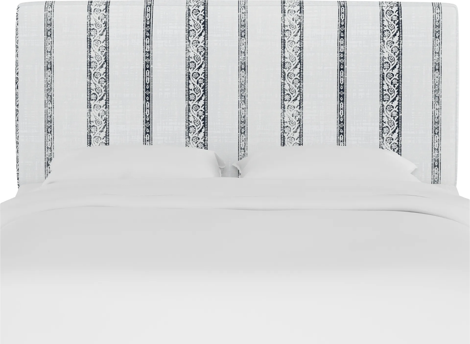 Classical Notes White-Gray Queen Upholstered Headboard - Image 1