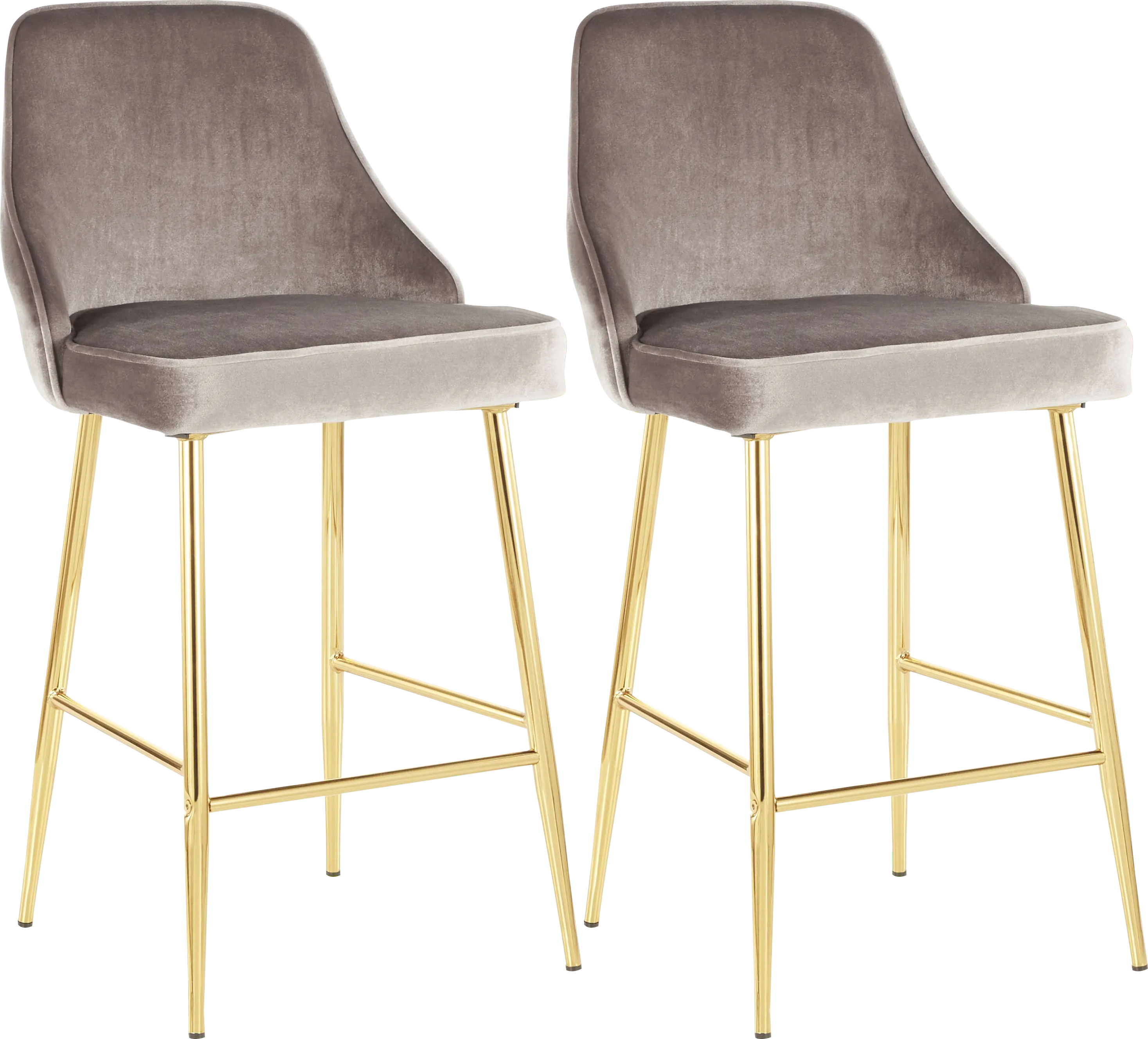 Mairie Silver Plush Gold Metal Counter Height Stool, Set of 2 - Thumbnail - Image 1