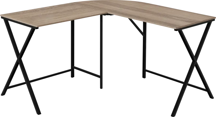 Danalyn Taupe L-Shaped Computer Desk