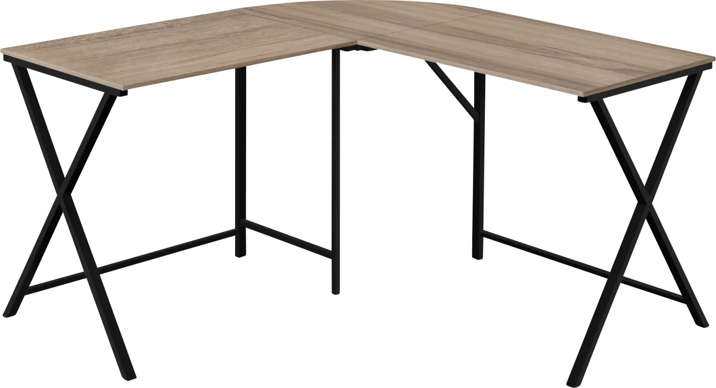 Danalyn Taupe L-Shaped Computer Desk