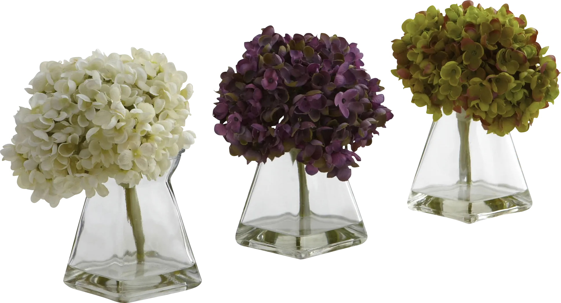 Izelle Green Hydrangea Set of 3 Silk Floral