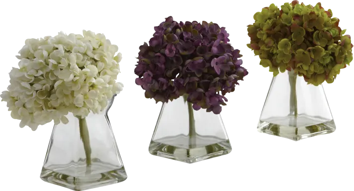 Izelle Green Hydrangea Set of 3 Silk Floral