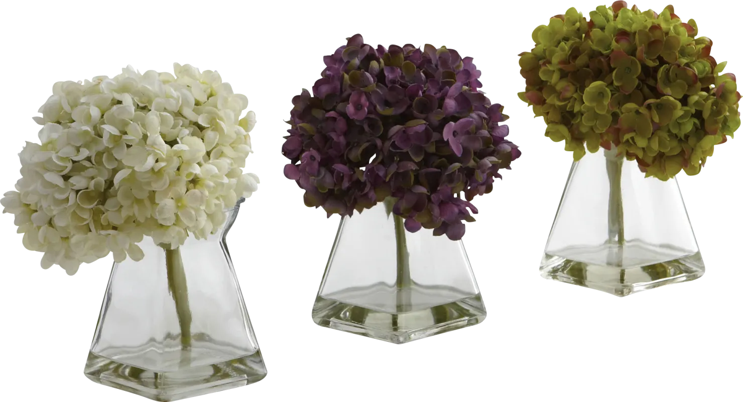 Izelle Green Hydrangea Set of 3 Silk Floral