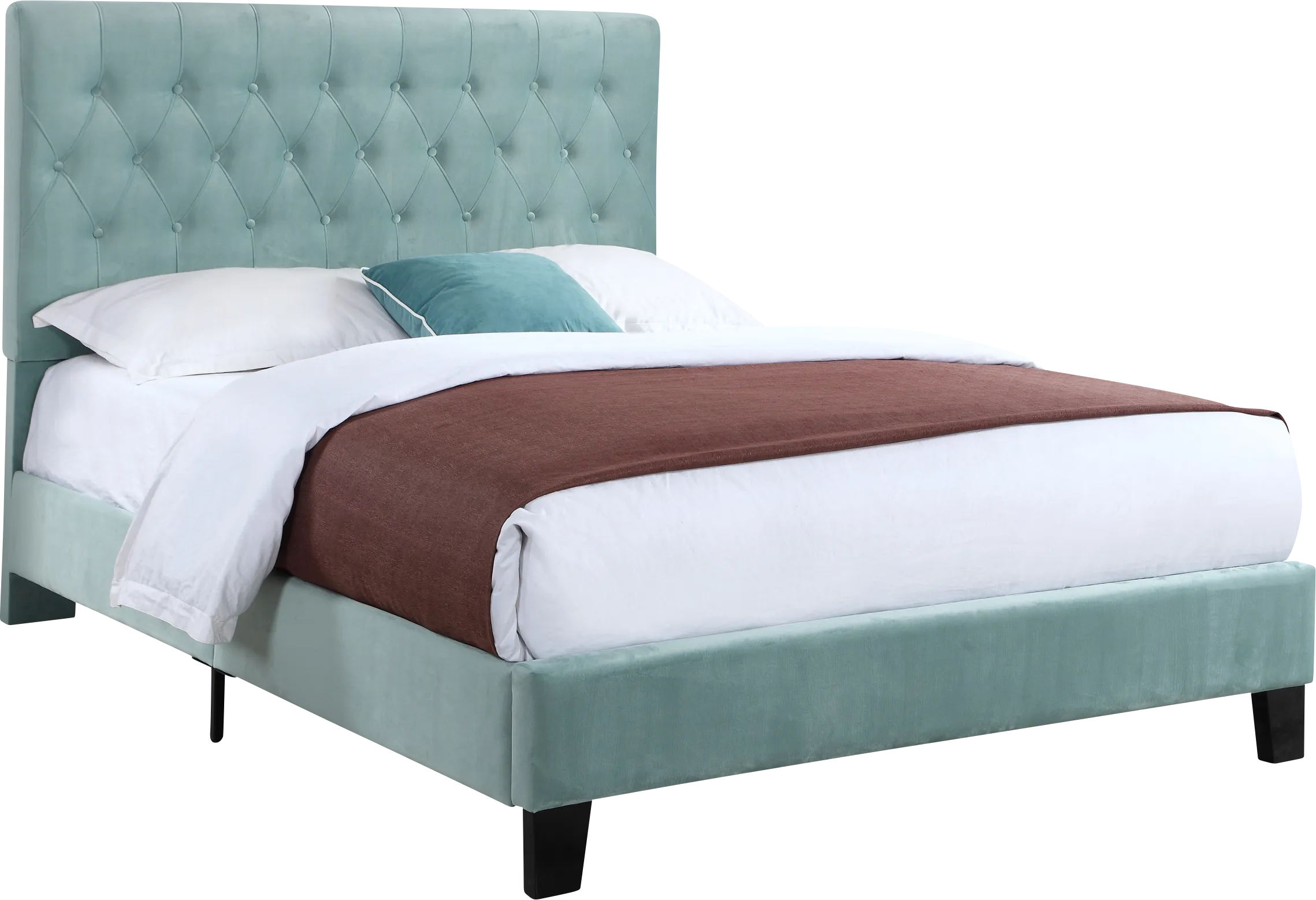 Emeline Light Blue Queen Upholstered Bed - Thumbnail - Image 1