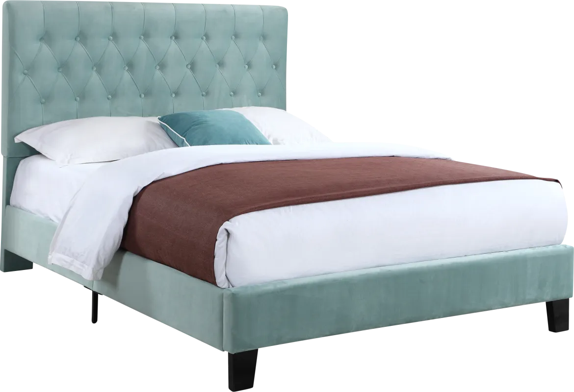 Emeline Light Blue Twin Upholstered Bed