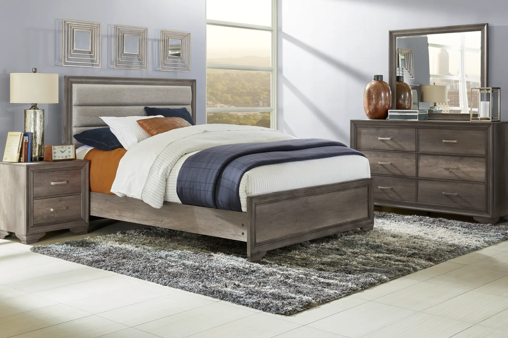 Marlow Gray 5 Pc Queen Panel Bedroom
