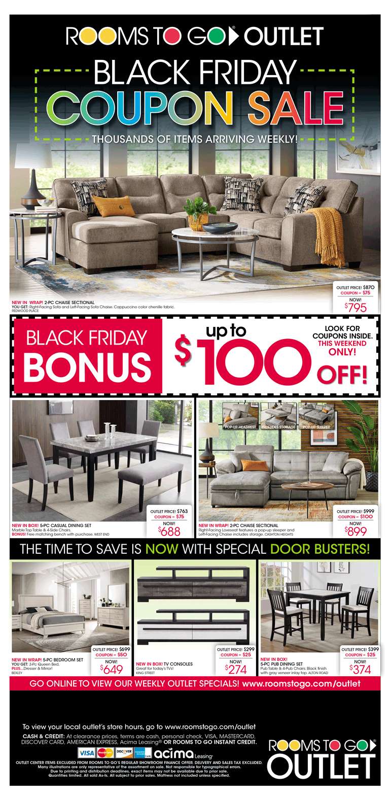 Rooms to Go Outlet Black Friday Coupon Sale. Furniture sale with coupons.
