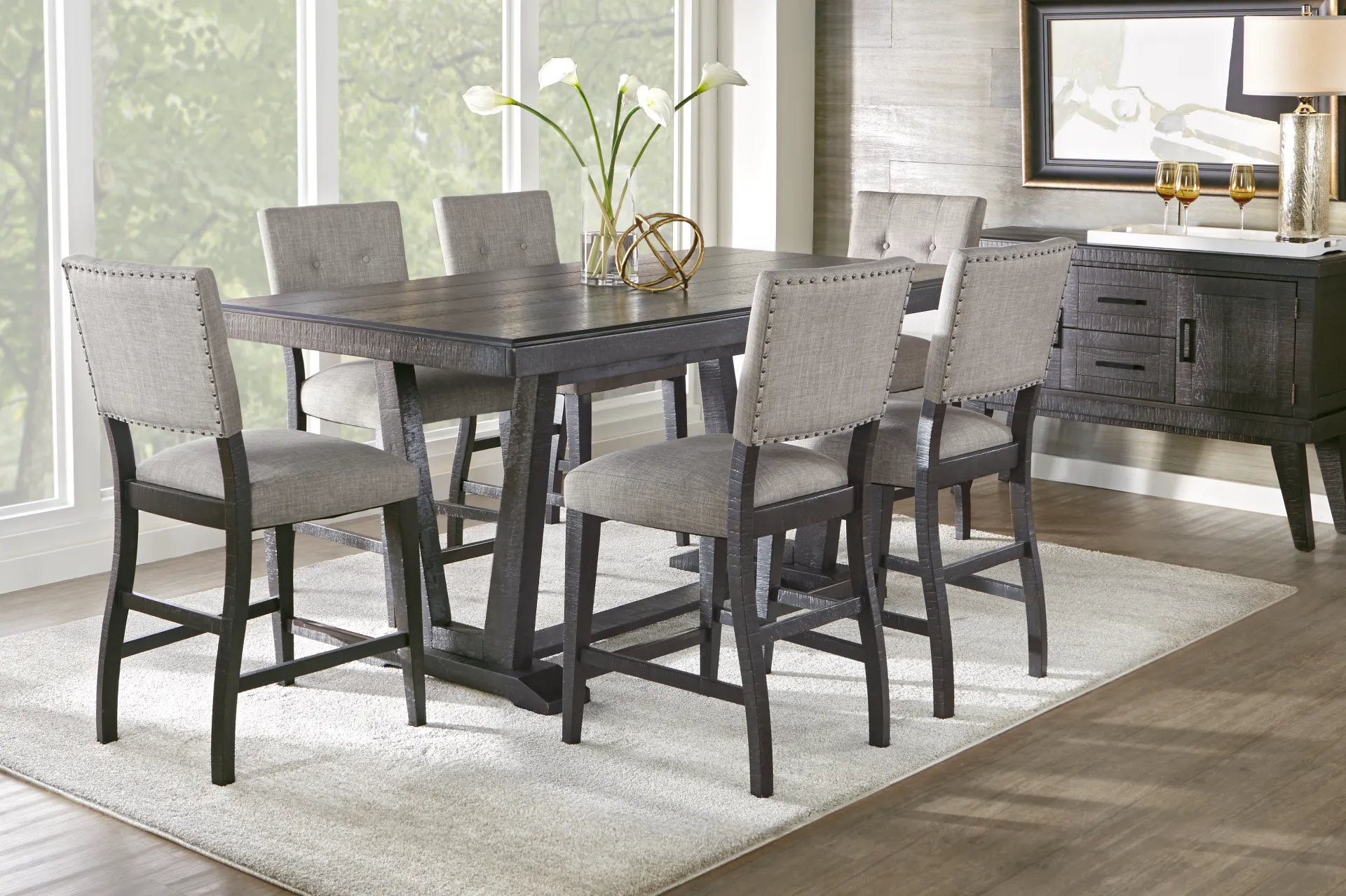 Hill Creek Black Rectangle Counter Height Dining Table - Image 1