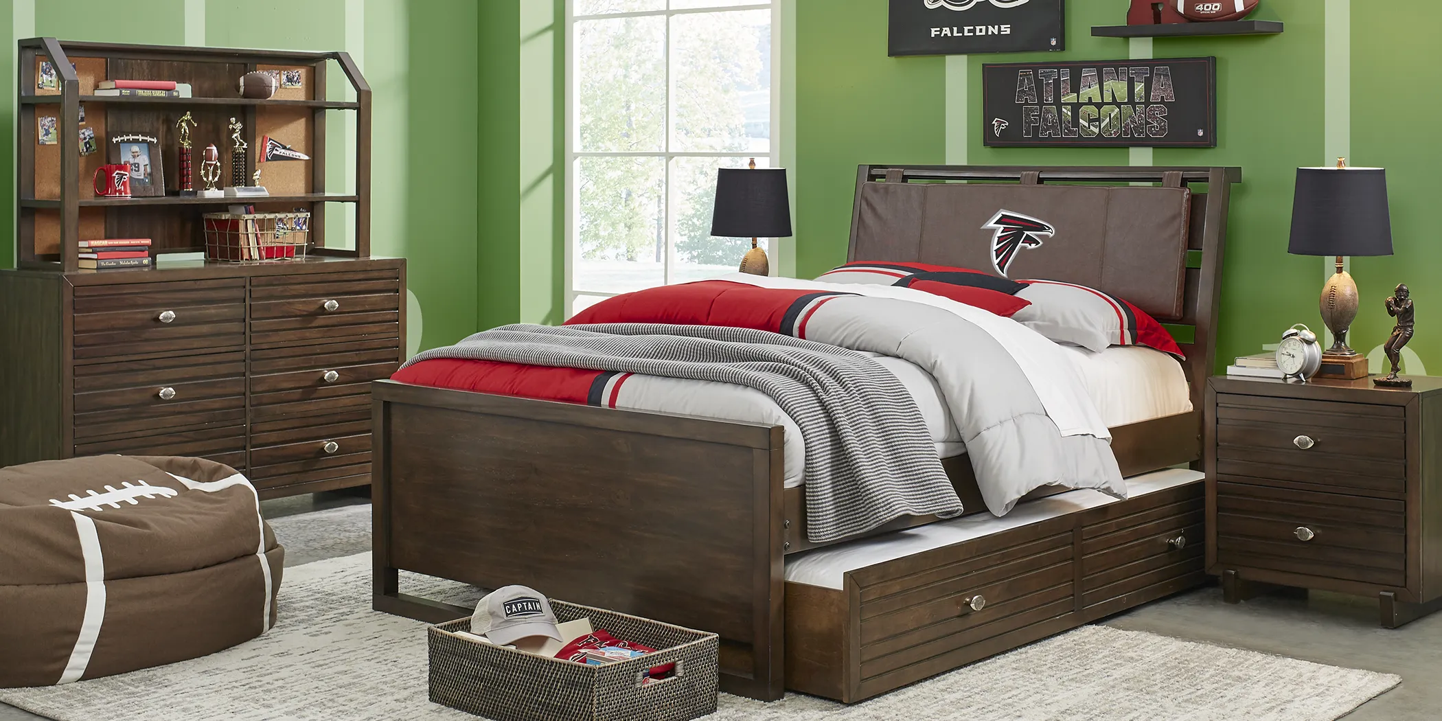 NFL 1st & Goal Brown Dresser & Hutch - Thumbnail - Image 2