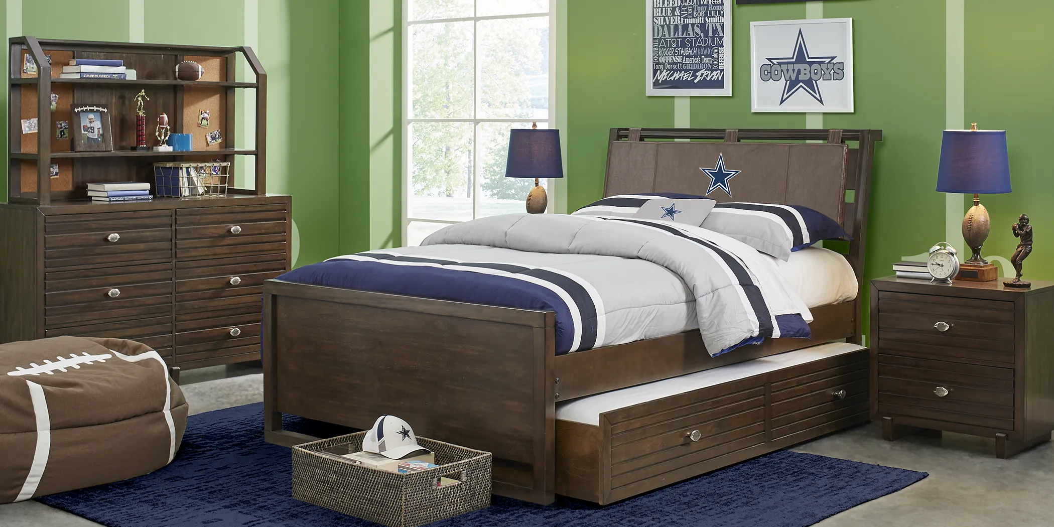 NFL 1st & Goal Dallas Cowboys Brown 5 Pc Twin Panel Bedroom - Thumbnail - Image 1