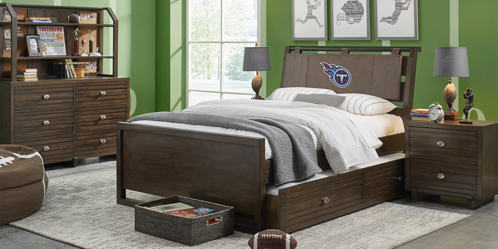 NFL 1st & Goal Tennessee Titans Brown 5 Pc Twin Panel Bedroom - Thumbnail - Image 1