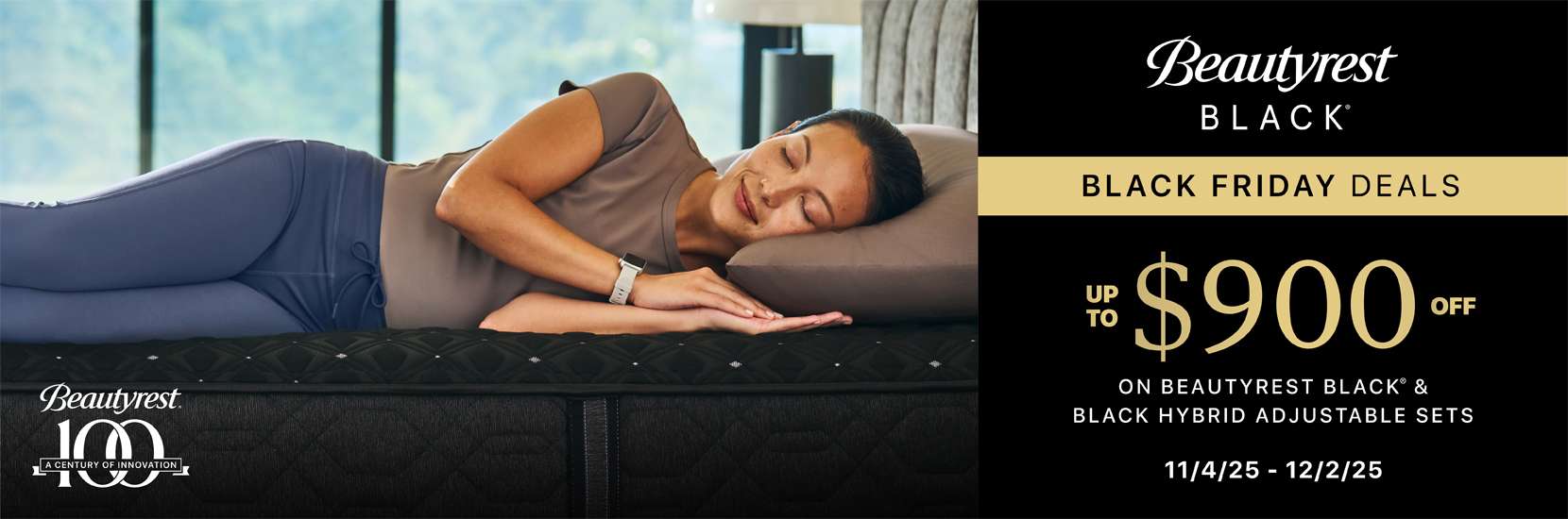 Beautyrest Black Black Friday Deals: Up to $900 off on Beautyrest Black & Black Hybrid adjustable sets.
