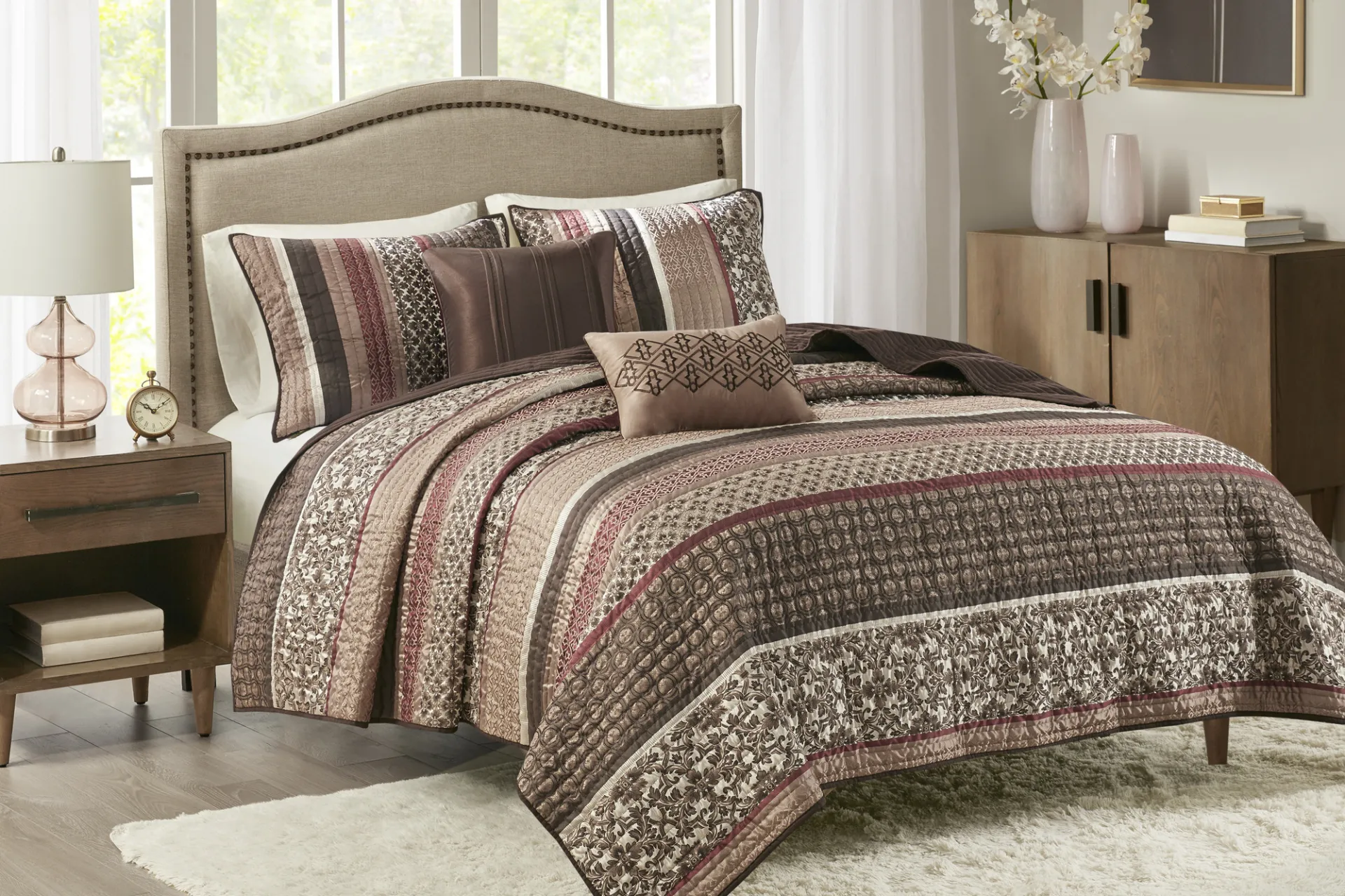 Huxley Red 5 Pc Full/Queen Coverlet Set - Image 2