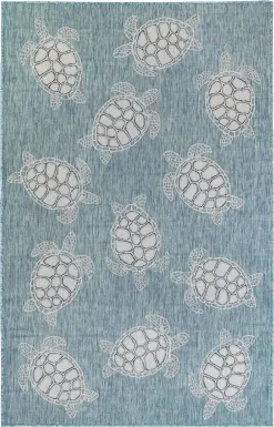 Turtle Cove Teal 6'6 x 9'4 Indoor/Outdoor Rug