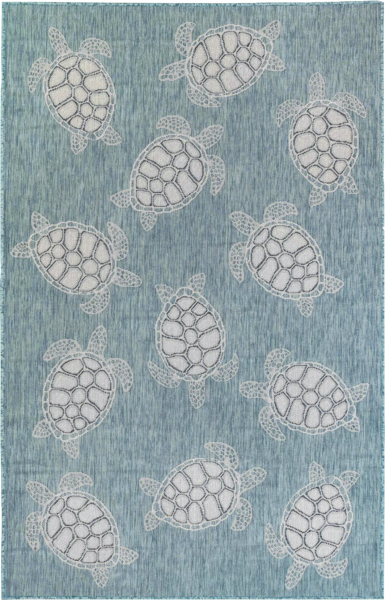 Turtle Cove Teal 6'6 x 9'4 Indoor/Outdoor Rug - Image 1