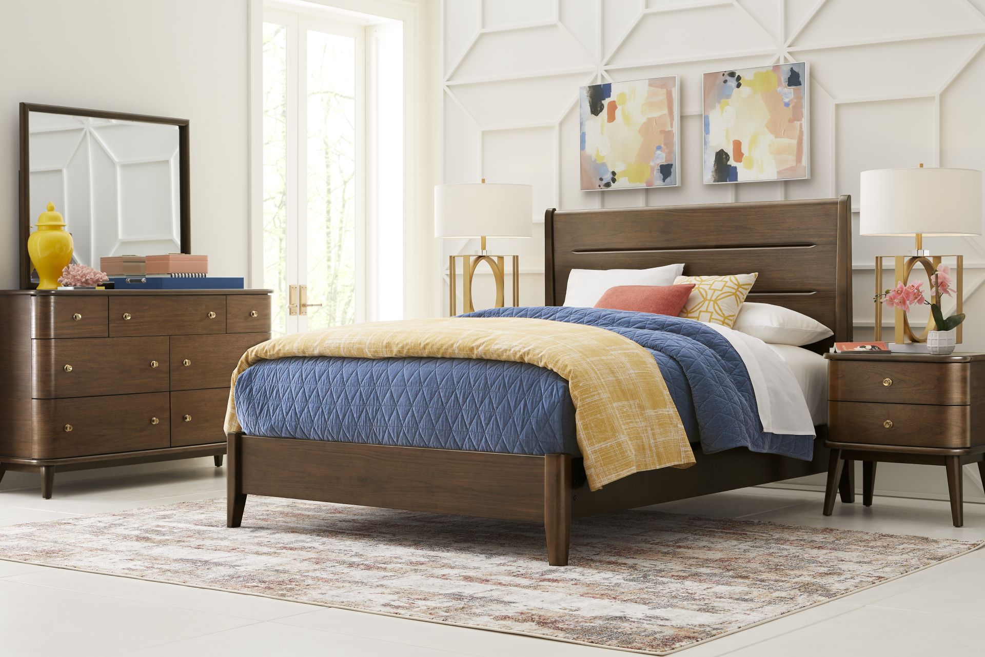 Devon Loft Walnut 5 Pc Queen Panel Bedroom - Image 1