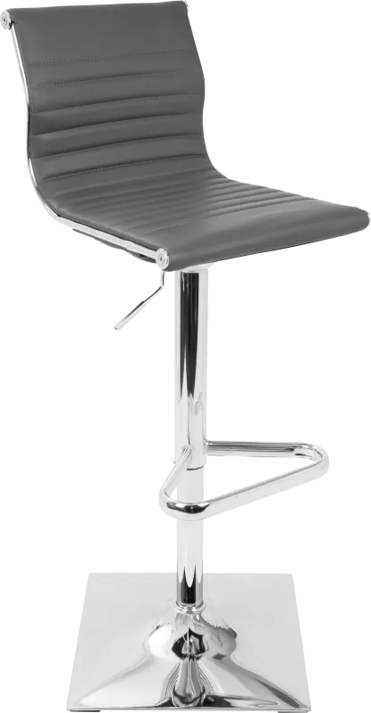 Hampden Gray Chrome Adjustable Swivel Barstool