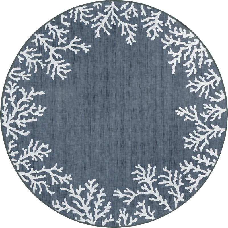 Placida Navy 7'10 Round Indoor/Outdoor Rug