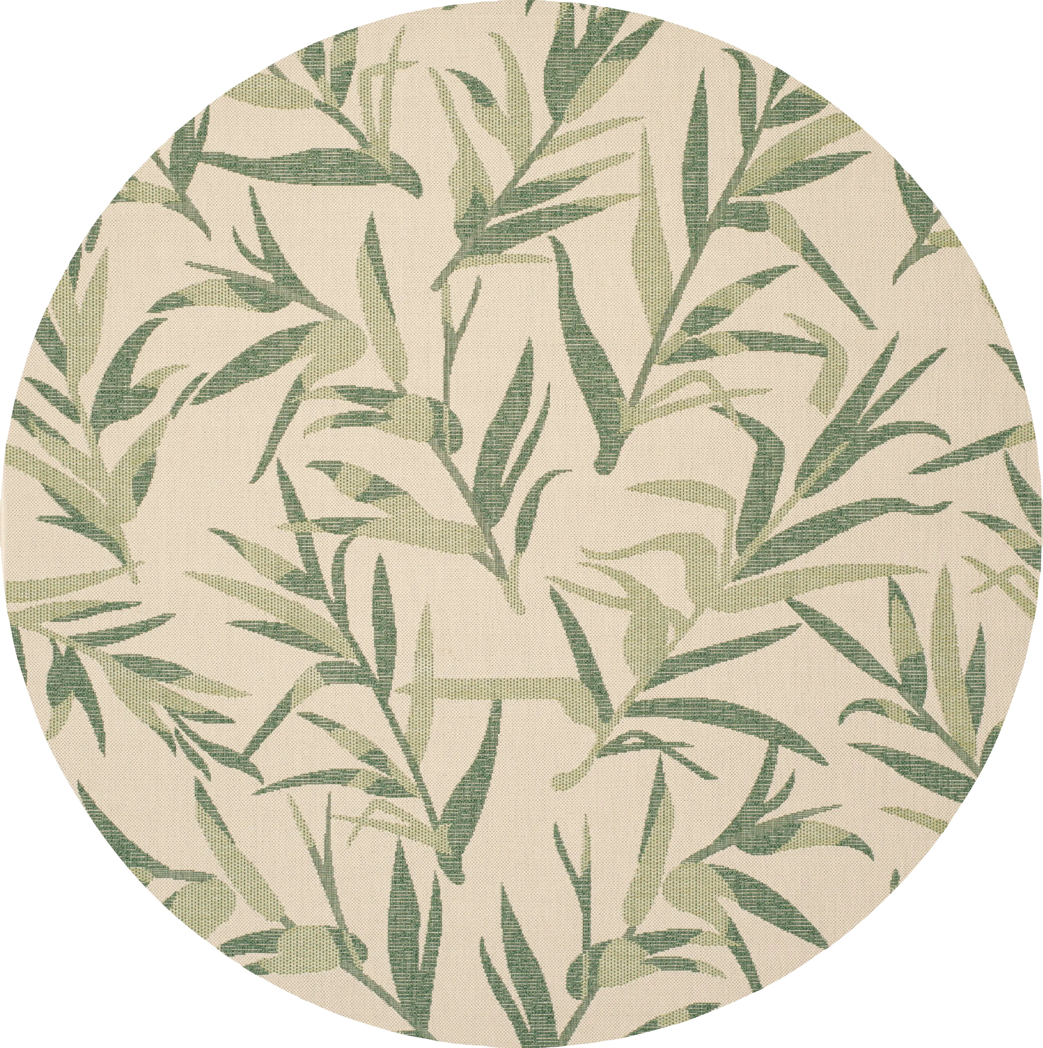 Peaceful Palms Beige 8' Round Indoor/Outdoor Rug - Thumbnail - Image 1