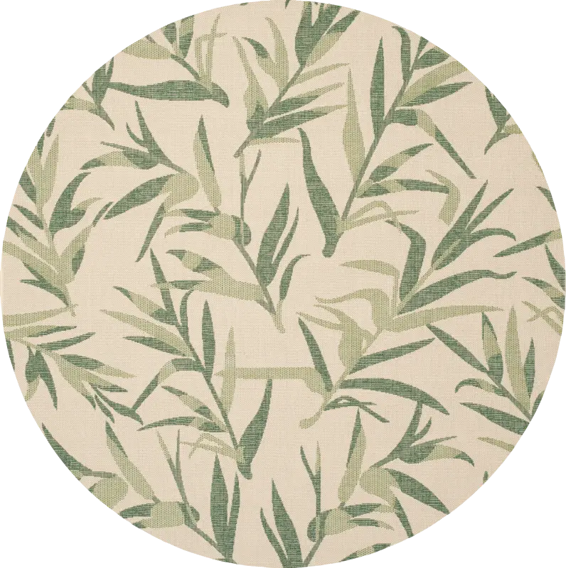 Peaceful Palms Beige 8' Round Indoor/Outdoor Rug