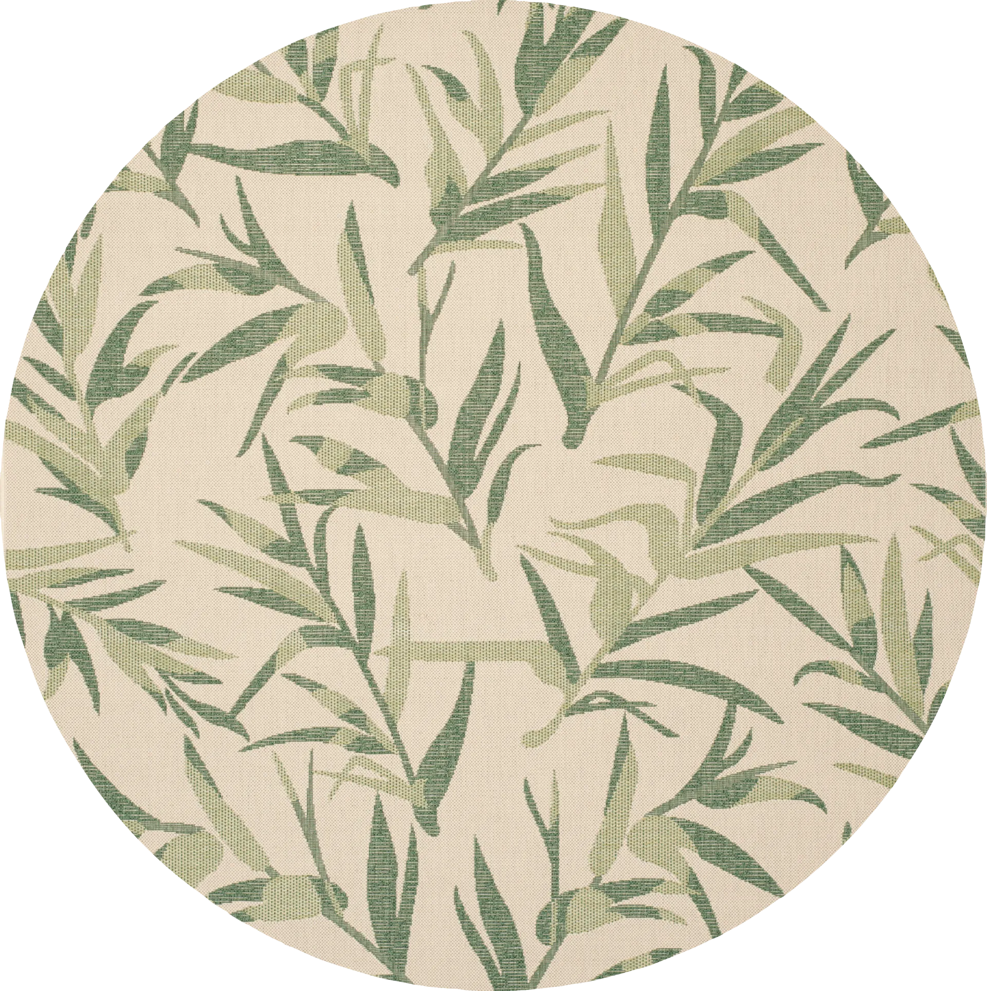 Peaceful Palms Beige 8' Round Indoor/Outdoor Rug - Image 1