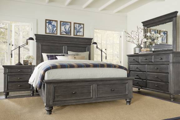 Lake Town Gray 3 Pc King Panel Bed with Storage