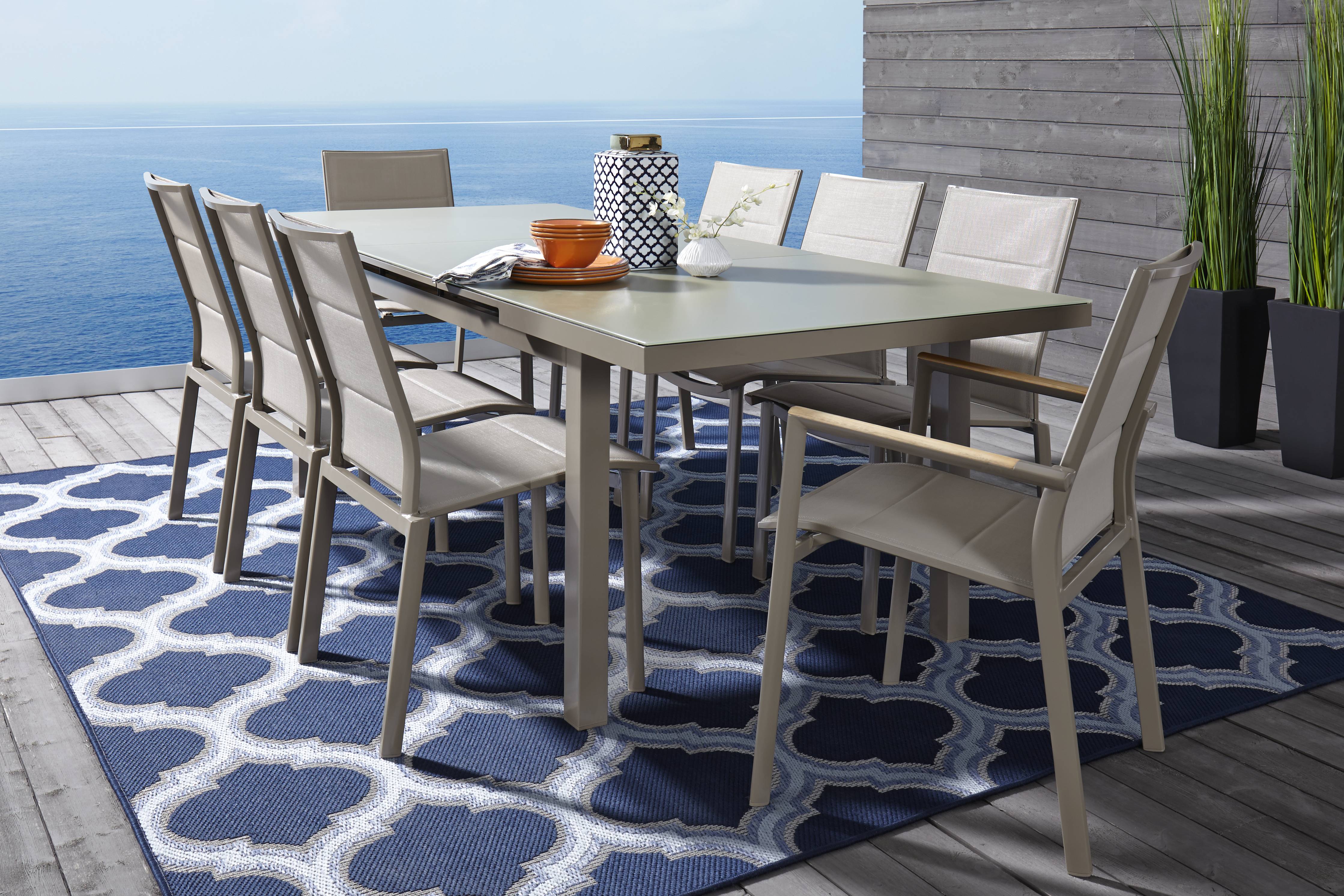 Solana Taupe 71-94 in. Rectangle Outdoor Dining Table
