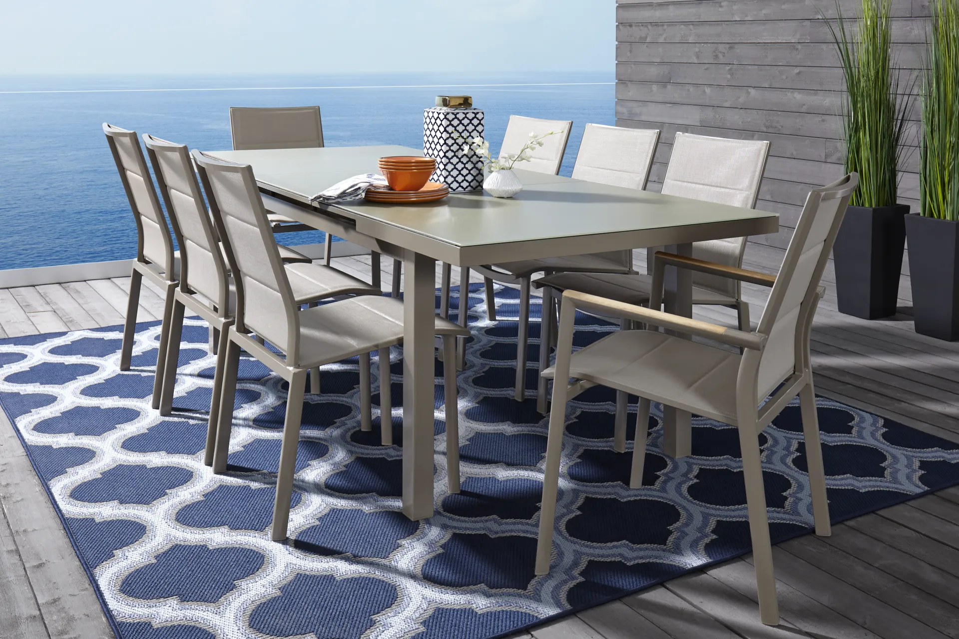 Solana Taupe 71-94 in. Rectangle Outdoor Dining Table - Image 1