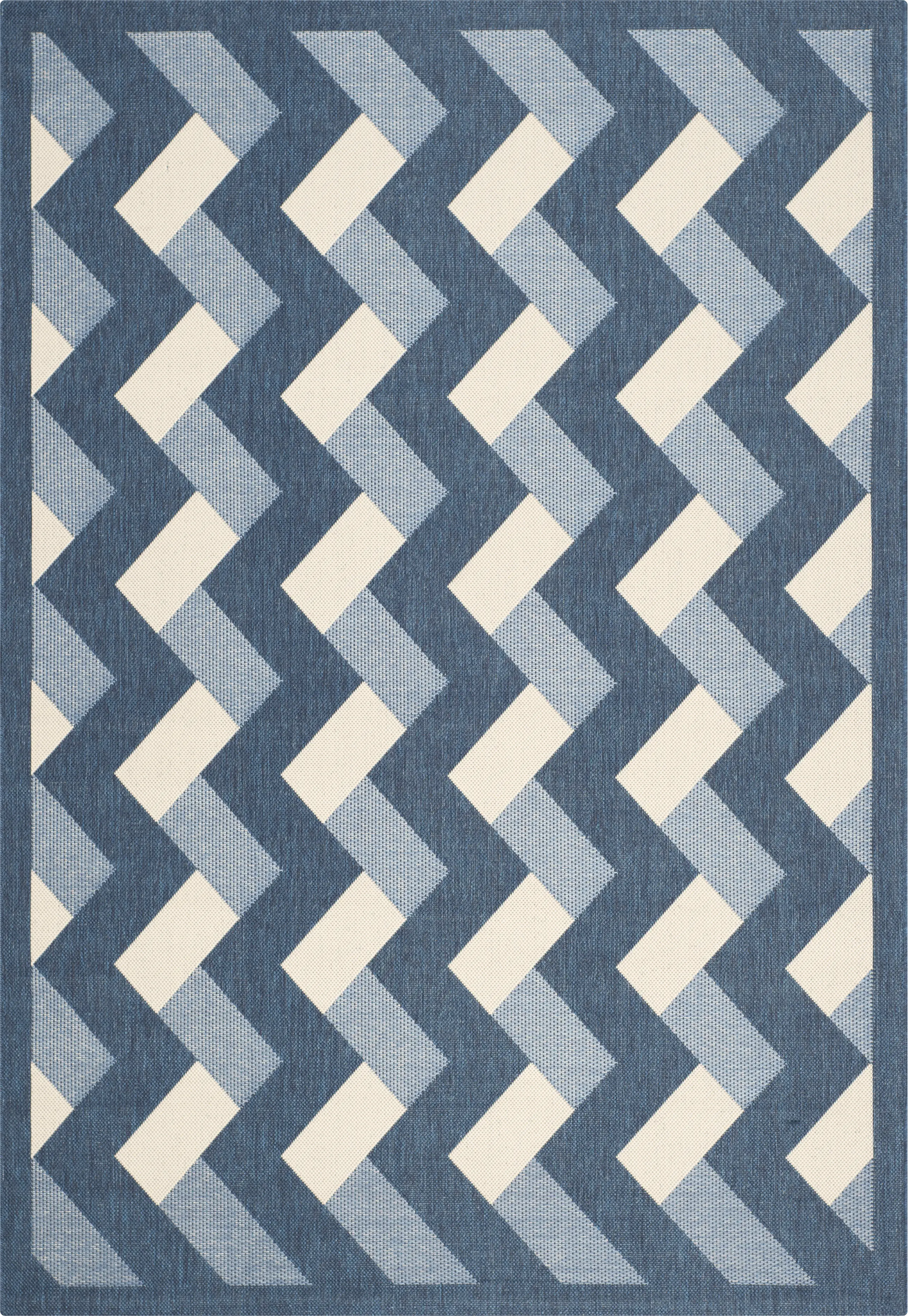 Mina Navy 5'3 x 7'7 Indoor/Outdoor Rug - Thumbnail - Image 1
