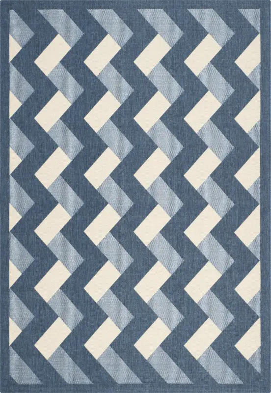 Mina Navy 5'3 x 7'7 Indoor/Outdoor Rug
