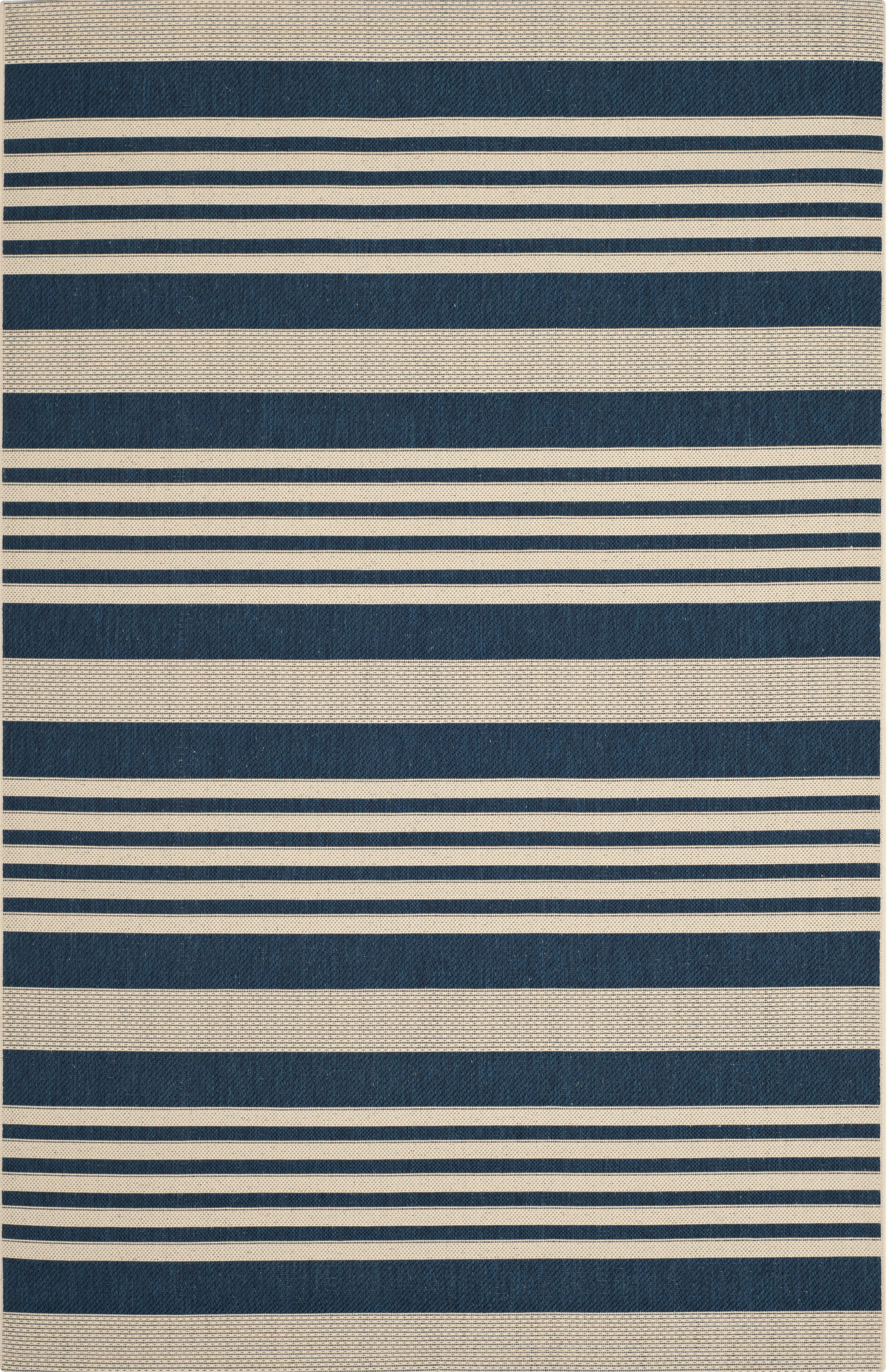 Fresh Stripes Navy 5'3 x 7'7 Indoor/Outdoor Rug - Thumbnail - Image 1