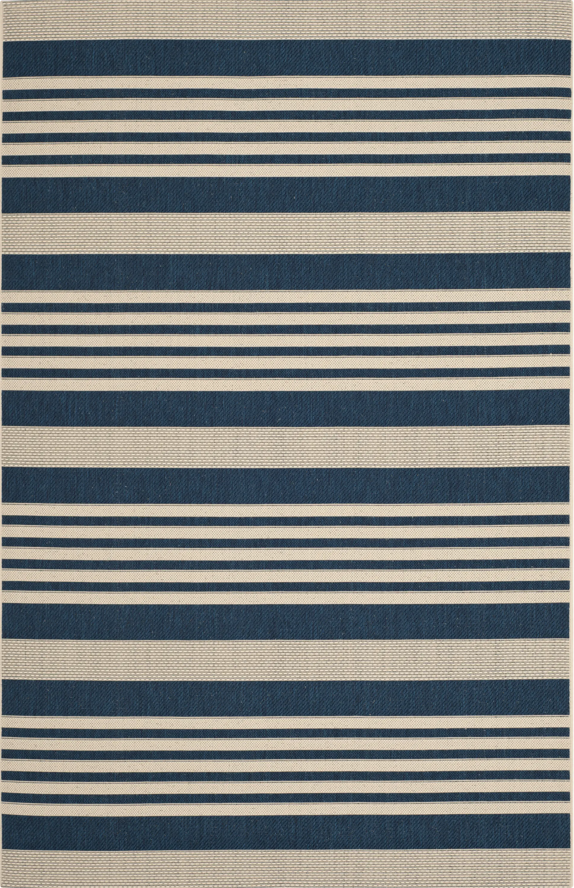 Fresh Stripes Navy 6'7 x 9'6 Indoor/Outdoor Rug