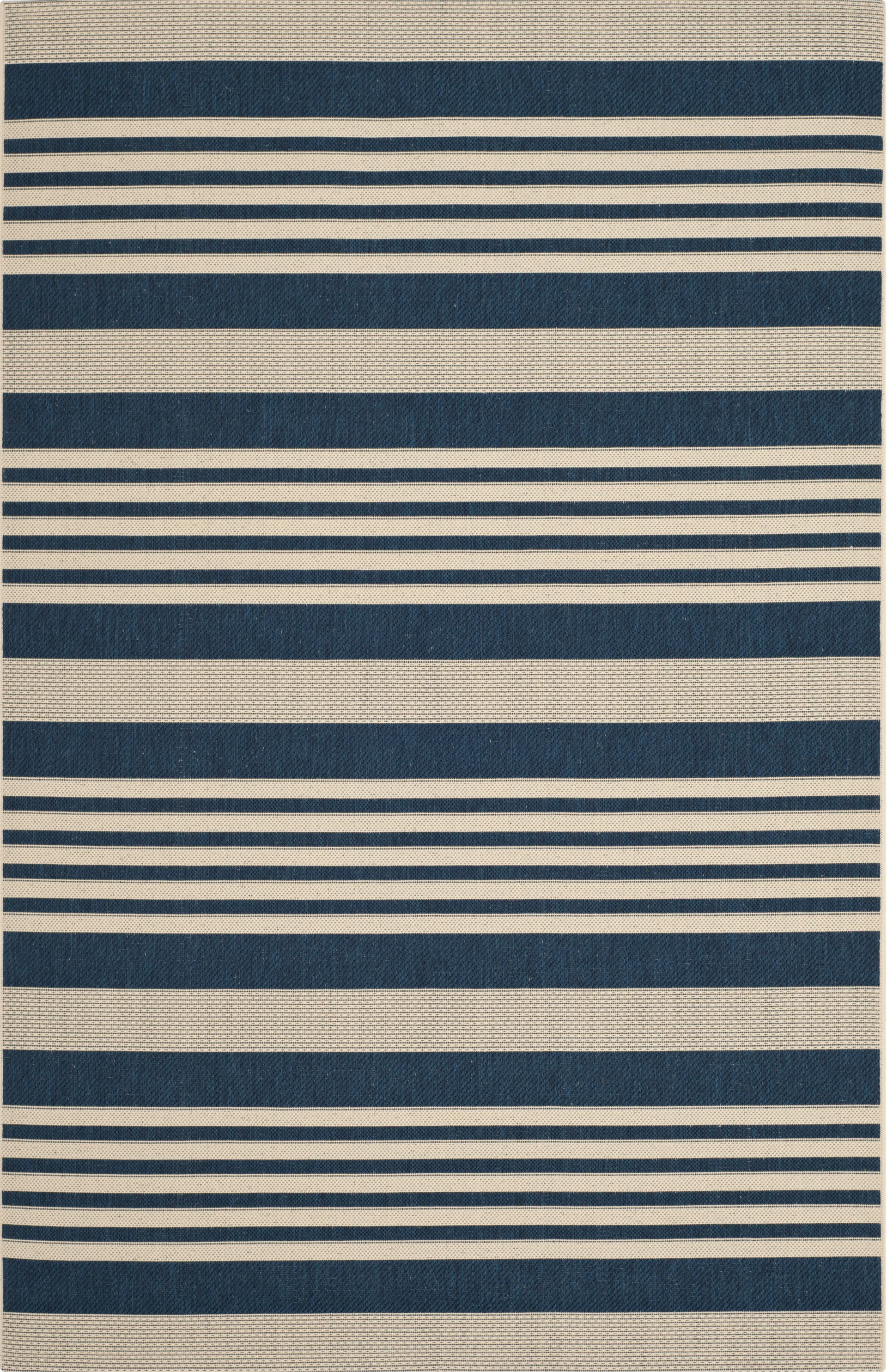Fresh Stripes Navy 5'3 x 7'7 Indoor/Outdoor Rug - Image 1