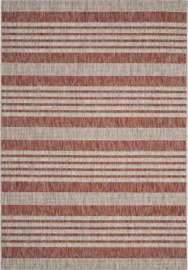 Fresh Stripes Brick 6'7 x 9'6 Indoor/Outdoor Rug