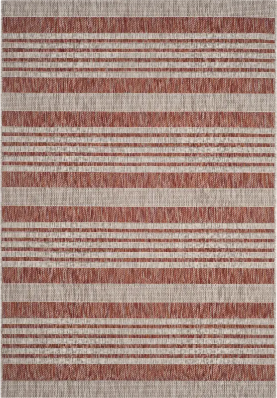 Fresh Stripes Brick 6'7 x 9'6 Indoor/Outdoor Rug