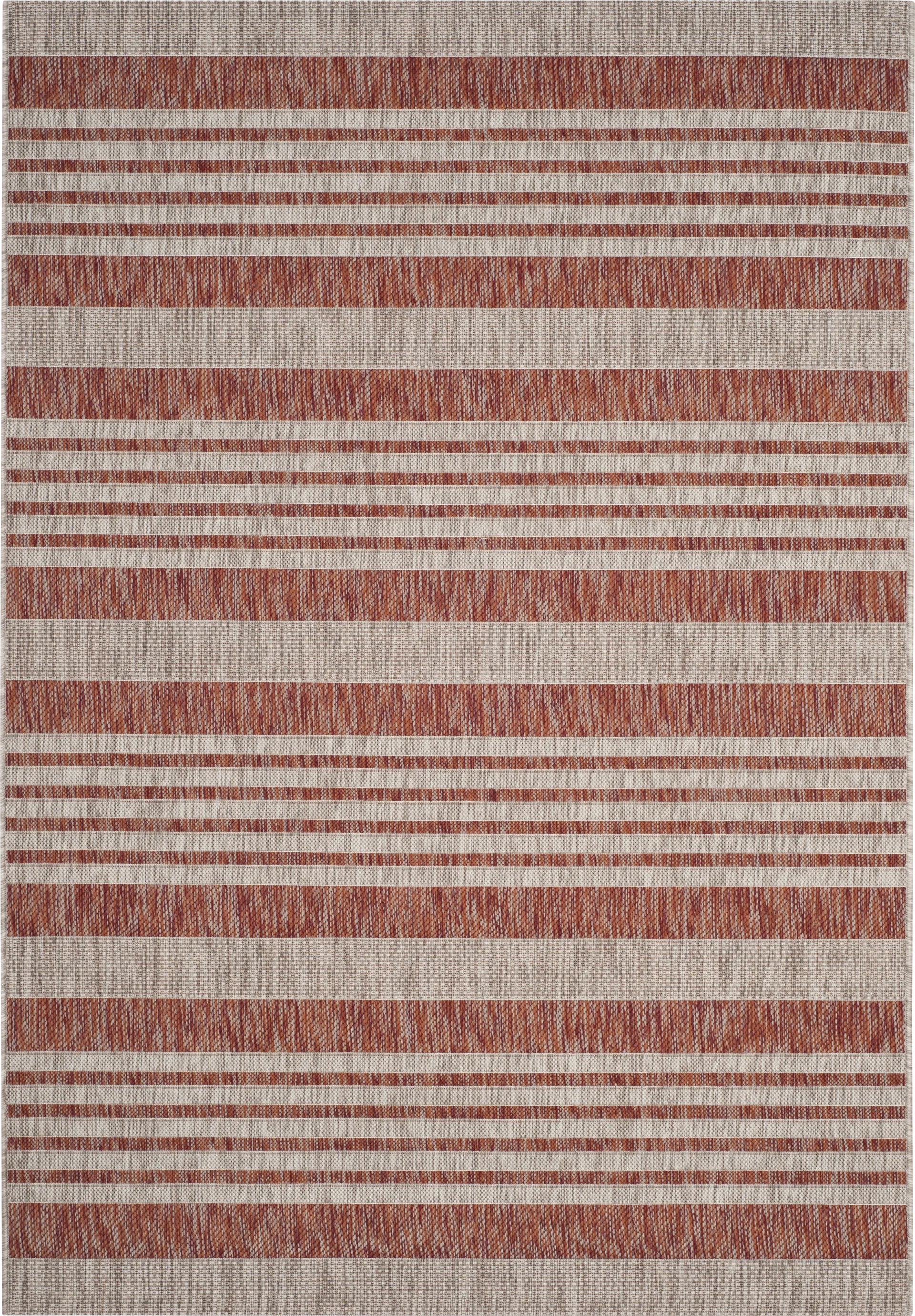 Fresh Stripes Brick 8' x 11' Indoor/Outdoor Rug - Image 1