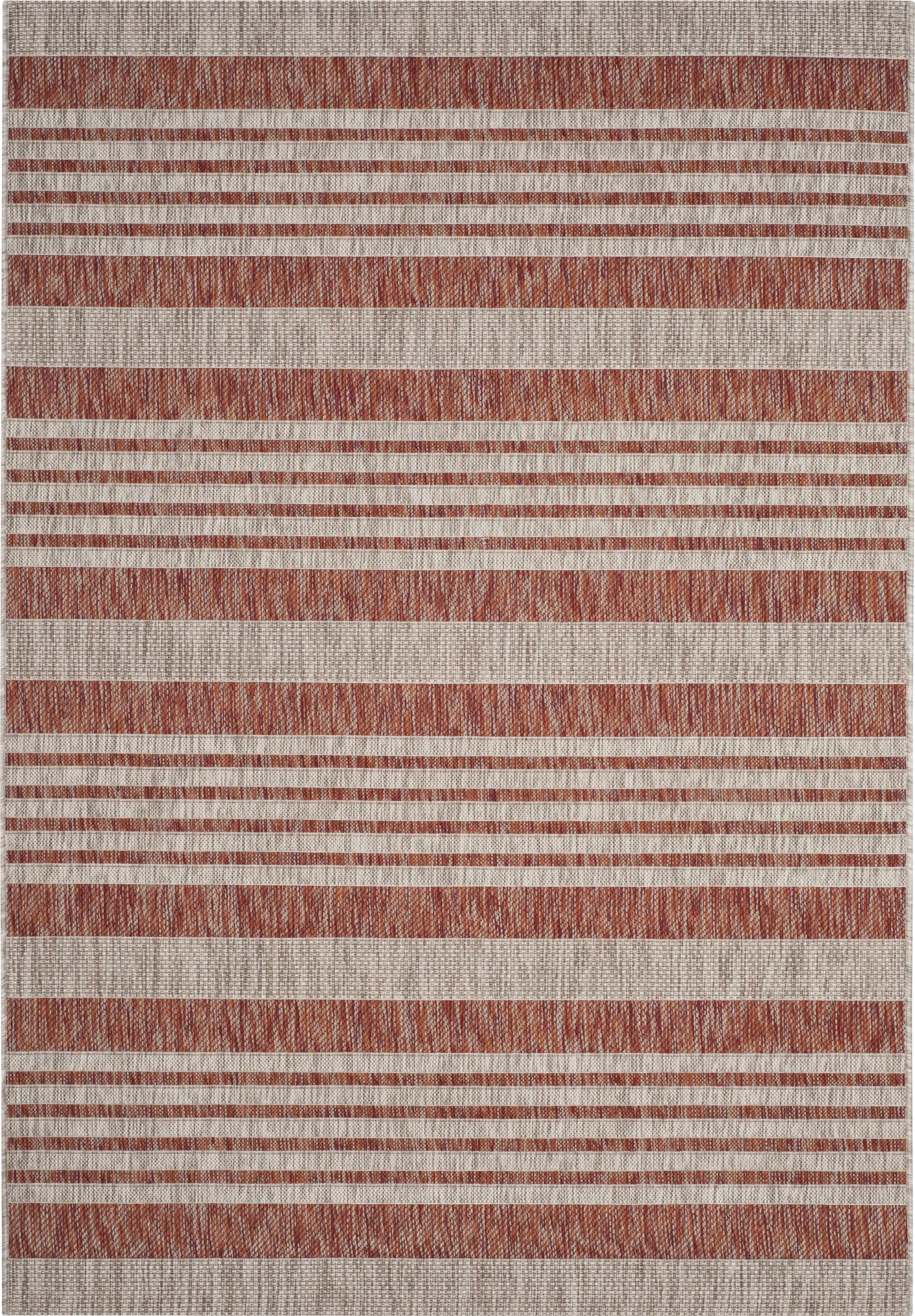 Fresh Stripes Brick 6'7 x 9'6 Indoor/Outdoor Rug