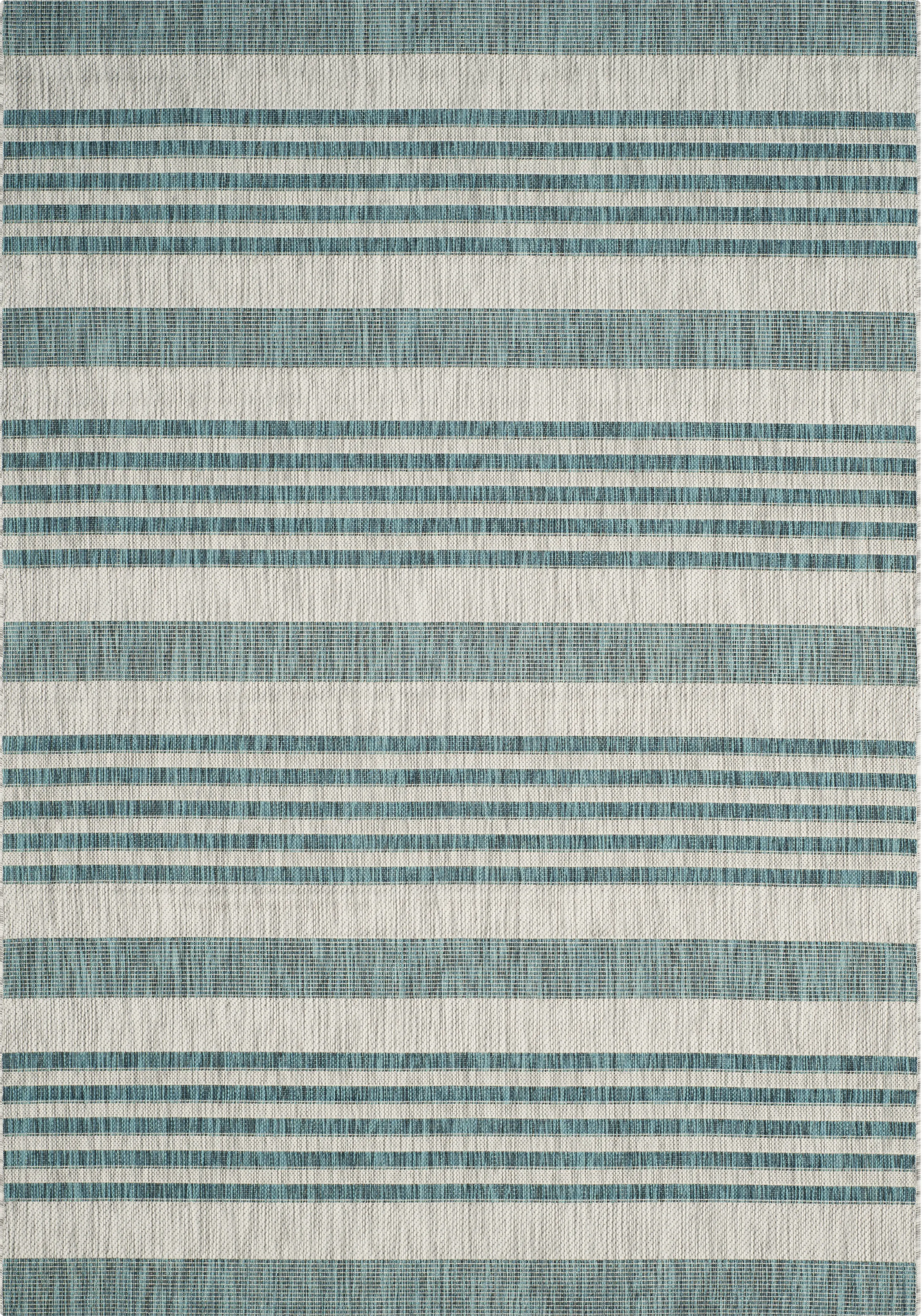 Fresh Stripes Teal 5'3 x 7'7 Indoor Outdoor Rug - Thumbnail - Image 1