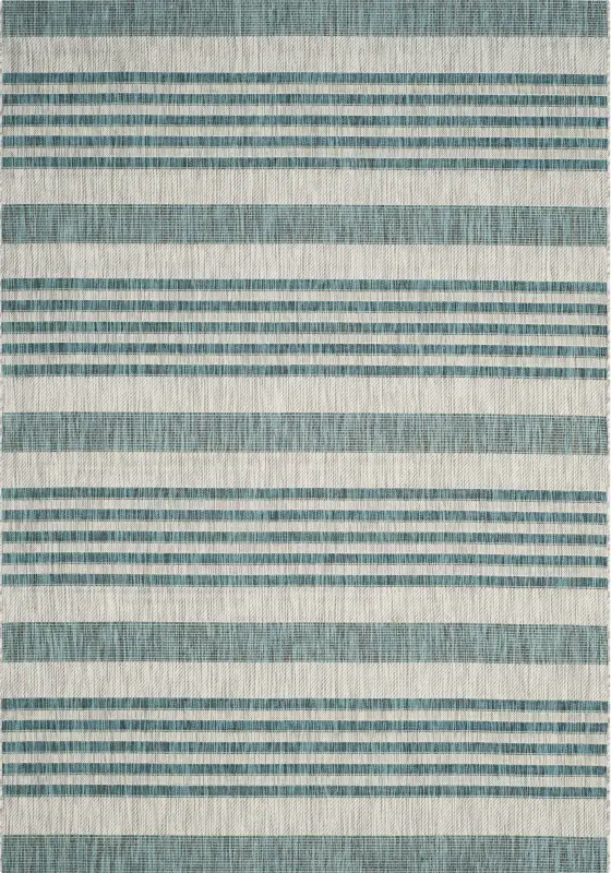 Fresh Stripes Teal 6'7 x 9'6 Indoor/Outdoor Rug